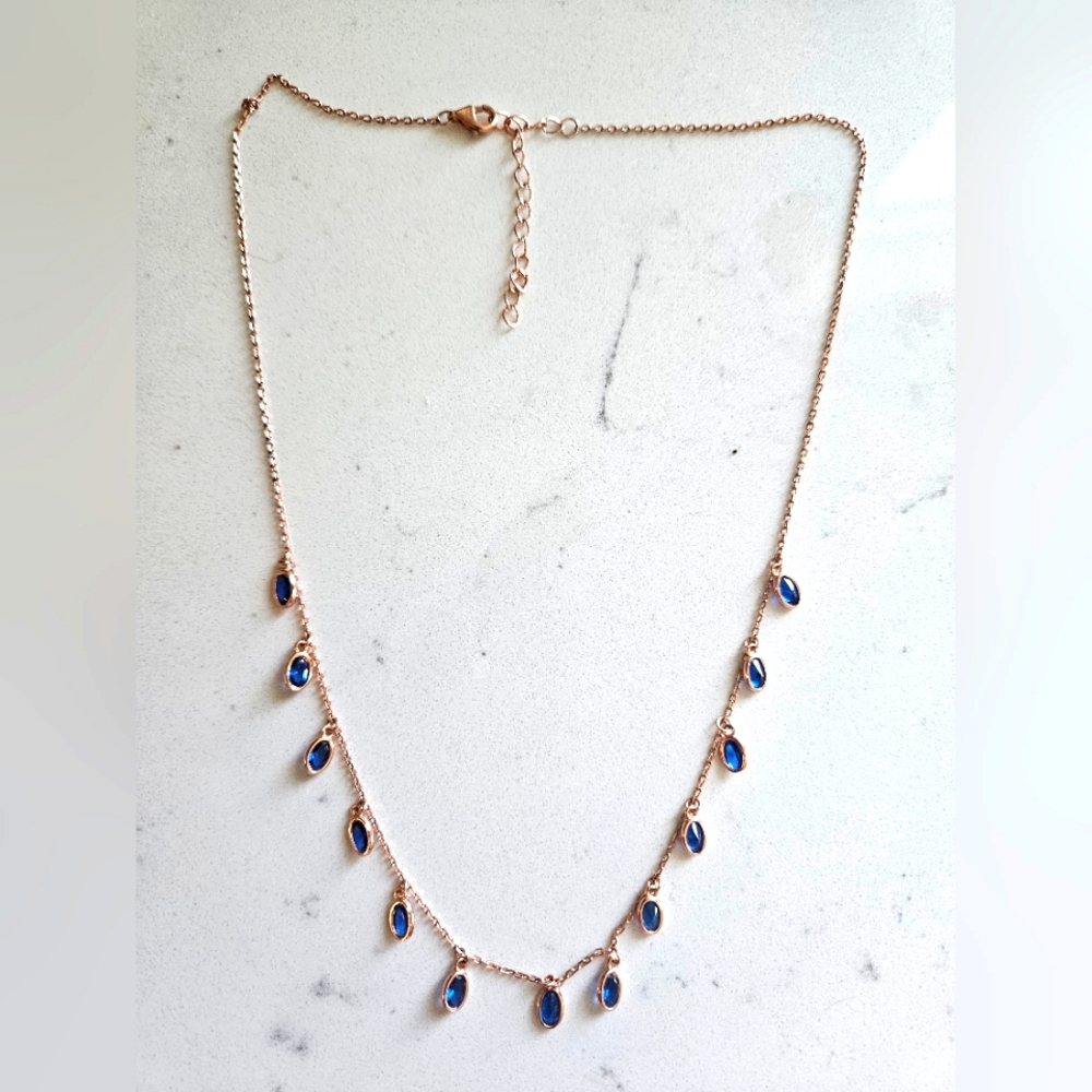 Sapphire Rose Gold Danity Necklace